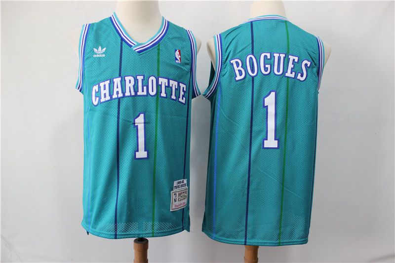 Men Charlotte Hornets #1 Bogues Green Throwback Adidas NBA Jerseys->charlotte hornets->NBA Jersey